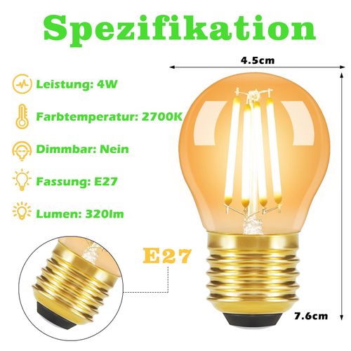Ampoule LED 6er Edison LED Vintage - G45 2700k E14