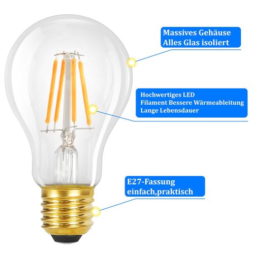 Ampoule LED 3er E27 A60 Vintage Edison 4w 2700k Blanc Chaud