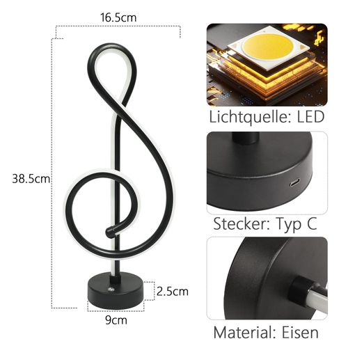 Lampe De Table LED Sans Fil Dimmable Tactile Noir - Éclairage Moderne Et Pratique