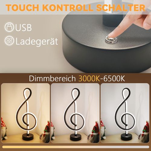 Lampe De Table LED Sans Fil Dimmable Tactile Noir - Éclairage Moderne Et Pratique
