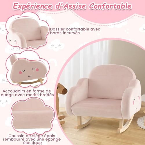 Fauteuil Enfant En Peluche Avec Dossier Et Accoudoirs Confortable (fauteuil à Bascule, Rose Clair)
