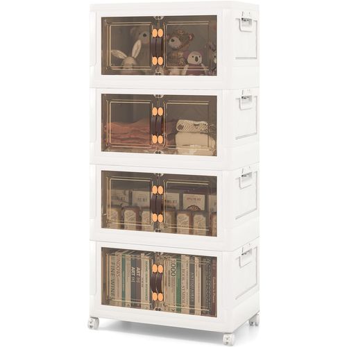 Boîte Rangement Plastique 165l, 4 Caisses De Rangement Pliables ， Salon, Cuisine (165l)