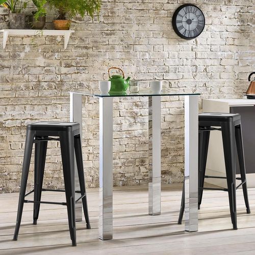 Tabouret De Bar Empilable Lot De 4,aucun Assemblage, Charge 150kg, Pour Salle à Manger(noir)