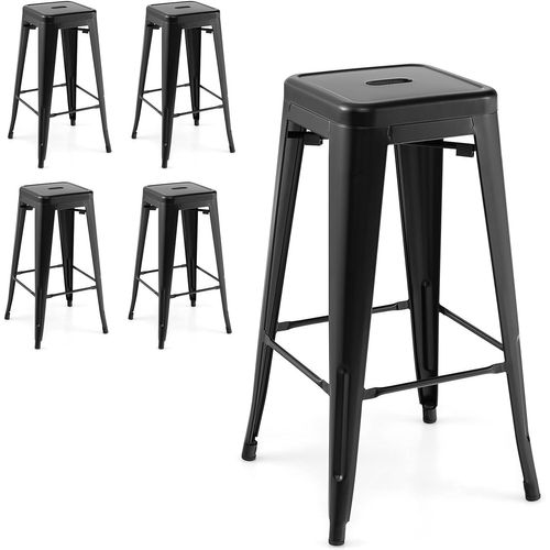 Tabouret De Bar Empilable Lot De 4,aucun Assemblage, Charge 150kg, Pour Salle à Manger(noir)