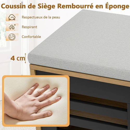 Meuble à Chaussure En Bois, Banc à Chaussures Avec Siège Rembourré, 99,5 X 34,5 X 46 Cm (naturel)