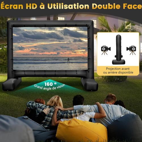 Écran De Projection Cinéma Gonflable 16:9 Avec Souffleur D'air, Écran De Cinéma (317 X 179 Cm)