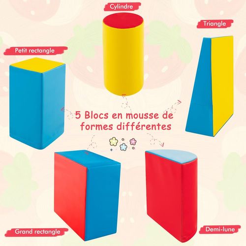 COSTWAY 12 PCS Modules Motricité Bébé Mousse EPE Multicolore - Cubes Construction Éducatifs