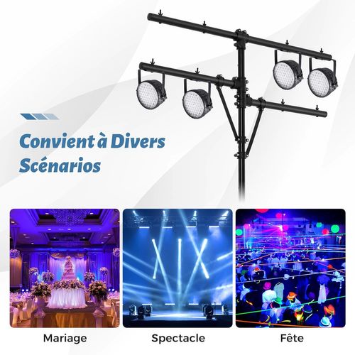 Support D'éclairage LED Avec Hauteur Réglable 186 à 351 Cm Charge 45kg, Pour Scène Concerts
