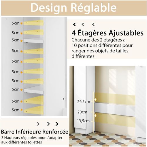 Meuble Wc Au-dessus De Toilettes/meuble De Rangement - 18 X 87,5 X 98 Cm (blanc)