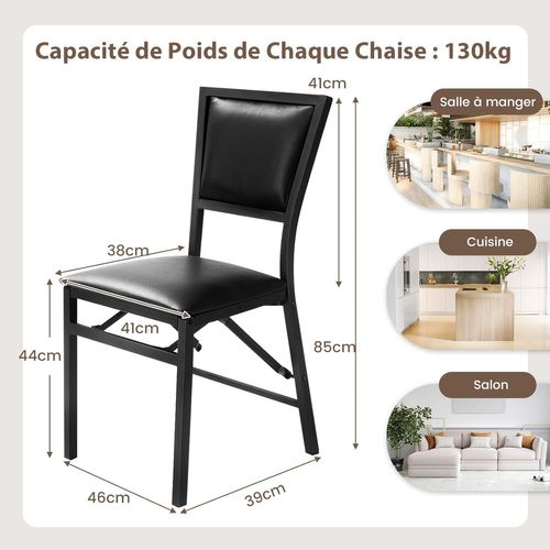 Chaises Salle à Manger Pliables,  Style Moderne, Siège Pliable, Rangement Facile
