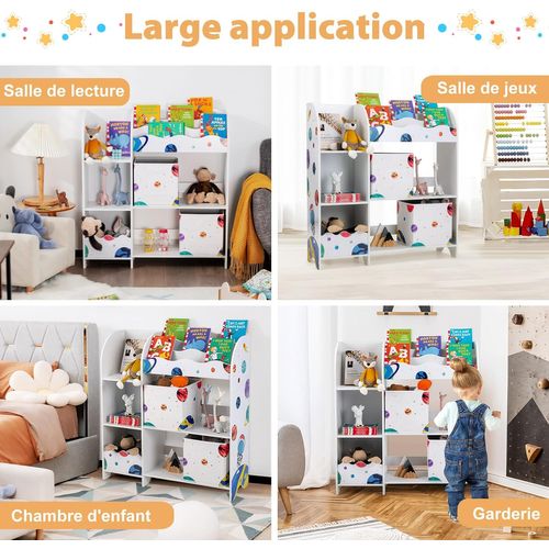 Meuble De Rangement Jouet Enfants Avec Motif Astronaute Et 5 Compartiments,salle De Jeux,93x30x102cm