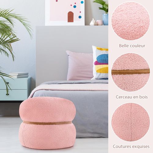 Tabouret De Coiffeuse En Fausse Fourrure, Pouf, Max. Poids 150 Kg, 44 X 35 X 35 Cm, Rose