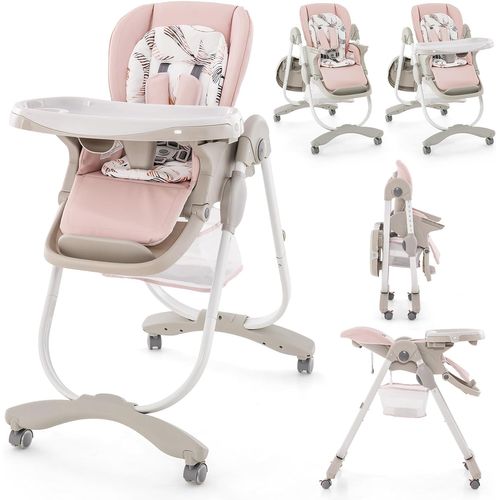 Chaise Haute Bébé Convertible, Chaise Portable Pour Tout-petits Avec Double Plateau(rose)