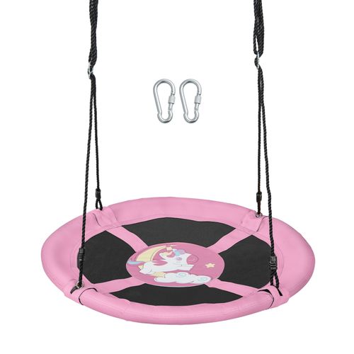 Balançoire Nid D'oiseau Ø 102cm Enfants Avec Motif Licorne, , Charge 100kg Pour Enfants De 3 Ans+