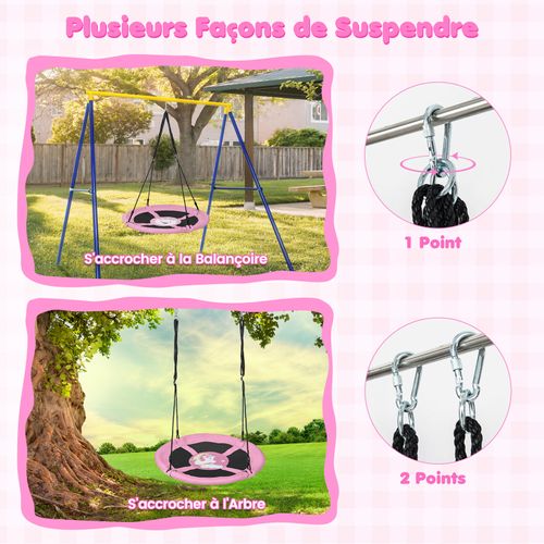 Balançoire Nid D'oiseau Ø 102cm Enfants Avec Motif Licorne, , Charge 100kg Pour Enfants De 3 Ans+