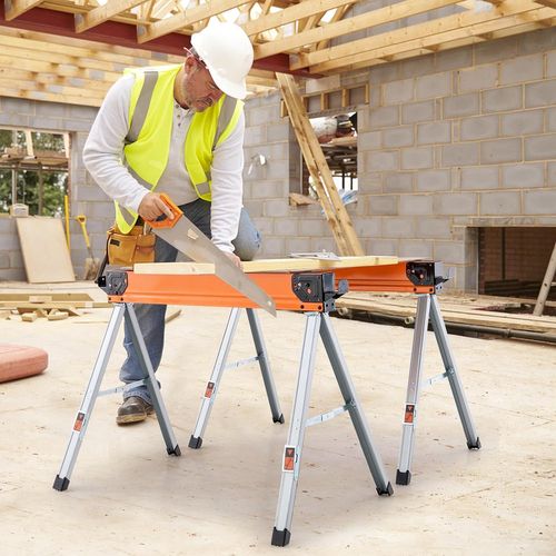 Lot De 2 Tréteaux De Sciage Pliables Charge 500 Kg, Tréteaux Portable Avec 2x4 Bras,106 X 76 X 59cm