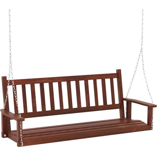 Balançoire De Porche Suspendue Pour 3 Personnes,Banc De Balançoire D'extérieur En Bois Massif,Marron