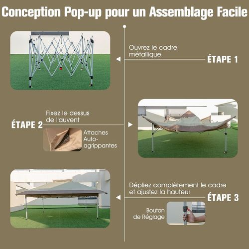 Tonnelle De Jardin Instantanée Double Toit 360x360cm, Tente Réception, Kaki