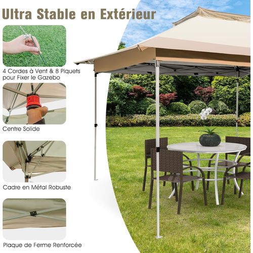 Tonnelle De Jardin Instantanée Double Toit 360x360cm, Tente Réception, Kaki