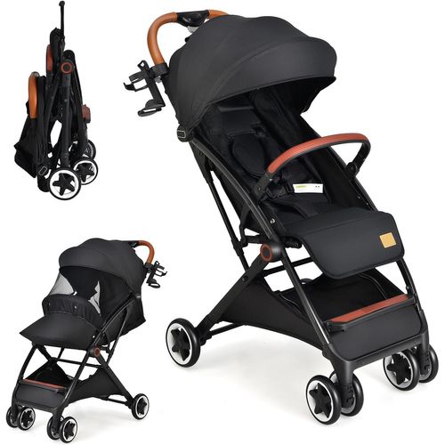 Poussette Pliable Canne Bébé 0-3 Ans Charge 15 Kg Avec Dossier Et Auvent Réglables Et Roues (noir)