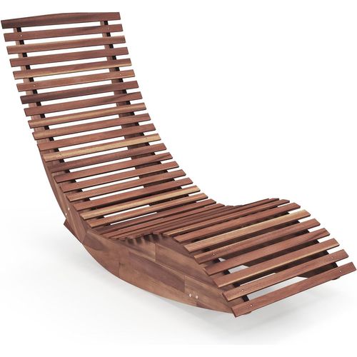 Chaise Longue à Bascule En Bois D'acacia, Bain De Soleil à Lattes, Terrasse, Charge 160 Kg(naturel)