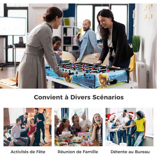 Baby-foot Avec 14 Joueurs Et 4 Pieds Amovibles, 2 Ballons Et Gardien De Score, 94 X 51 X 68,5 Cm