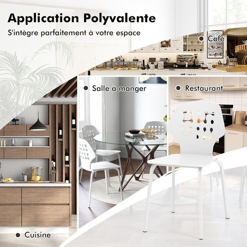 Chaise Salle à Manger Lot De 4, Chaise Scandinave Cuisine En Pp Avec Dossier Design Évidé(blanc)