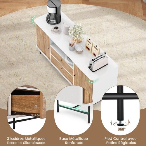 Buffet Cuisine, Armoire Cuisine Avec 2 Tiroirs, 2 Portes Coulissantes, Meuble TV , 150 X 45 X 74 Cm