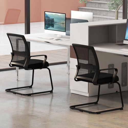 Chaises De Bureau, Chaises De Conférence Ergonomique En Maille à Dossier Moyen, Noir