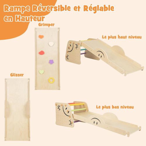 Échelle D'escalade Montessori Enfants Avec Rampe Double Face, Jouet D'escalade(non Pliable)