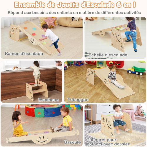 Échelle D'escalade Montessori Enfants Avec Rampe Double Face, Jouet D'escalade(non Pliable)
