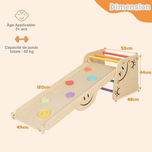 Échelle D'escalade Montessori Enfants Avec Rampe Double Face, Jouet D'escalade(non Pliable)