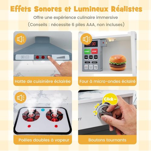 Cuisine D’angle Enfants Avec 16 Accessoires Et Son Et Lumière,jeu De Cuisine,pour Enfants De 3 Ans+