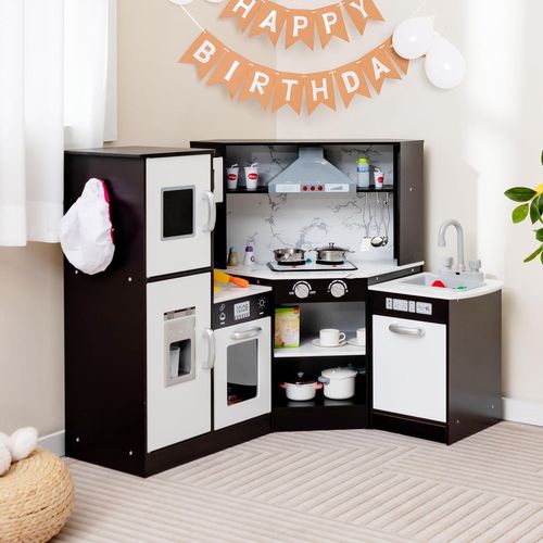 Cuisine D’angle Enfants Avec 16 Accessoires Et Son Et Lumière,jeu De Cuisine,pour Enfants De 3 Ans+