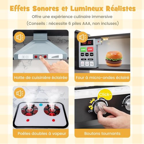 Cuisine D’angle Enfants Avec 16 Accessoires Et Son Et Lumière,jeu De Cuisine,pour Enfants De 3 Ans+