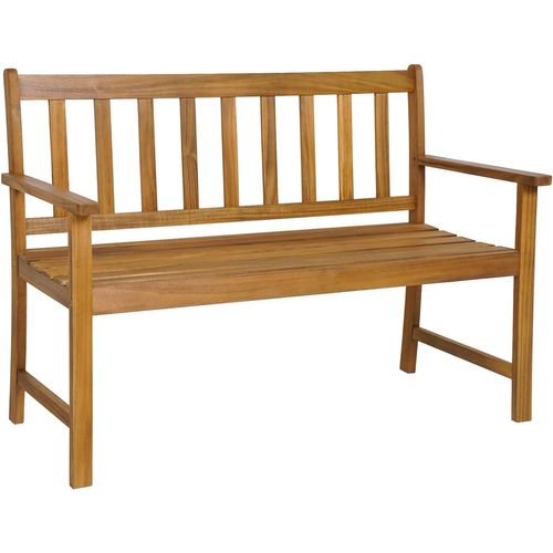 Banc De Jardin En Bois Massif D'acacia, Banc D'extérieur à 2 Places , 122x56,5x86 Cm, Naturel