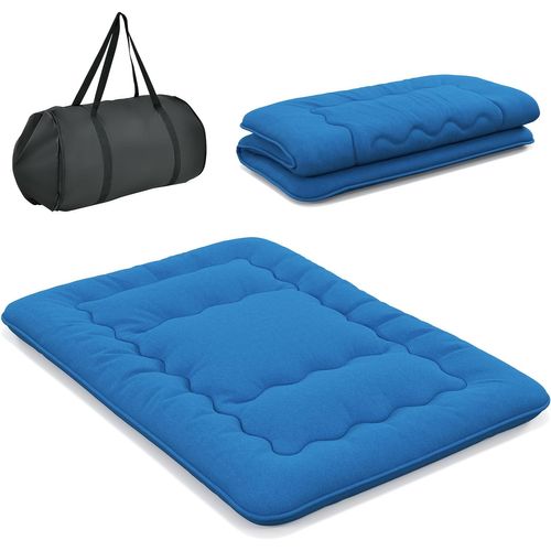 Matelas Futon Portable Pliable, Matelas Futon Japonais 140 X 200 Cm, Housse Lavable,d'invités(bleu)