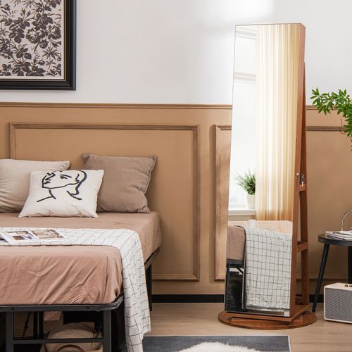 Armoire à Bijoux Pivotante à 360°, Rangement Bijoux Design 3 En 1 , Organisateur De Bijoux, Brun