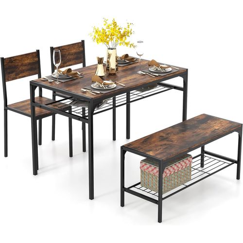 Ensemble Table Et Chaise Pour 4 Personnes, Table Cuisine,table à Manger 110x65 Cm (marron Rustique)