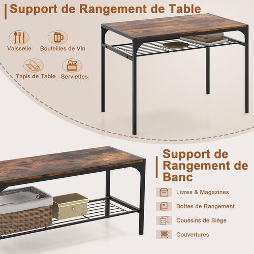 Ensemble Table Et Chaise Pour 4 Personnes, Table Cuisine,table à Manger 110x65 Cm (marron Rustique)