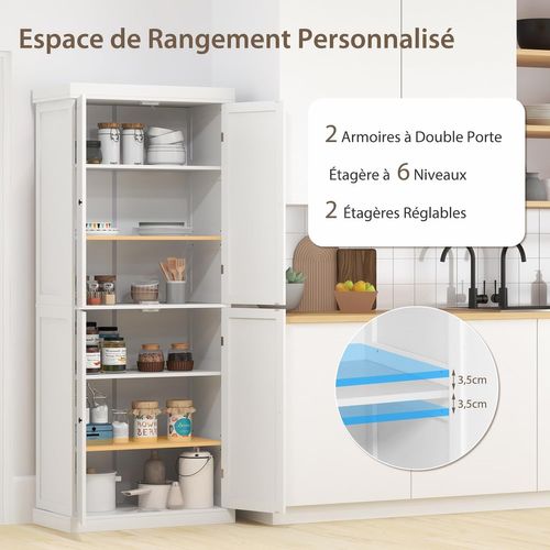 Armoire De Rangement, Armoire Chambre 4 Portes Et 5 Étagères, Poignée Ronde, 76 X 40 X 184,5 Cm