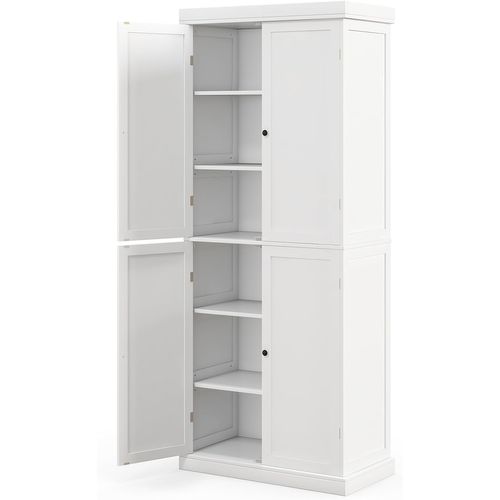 Armoire De Rangement, Armoire Chambre 4 Portes Et 5 Étagères, Poignée Ronde, 76 X 40 X 184,5 Cm