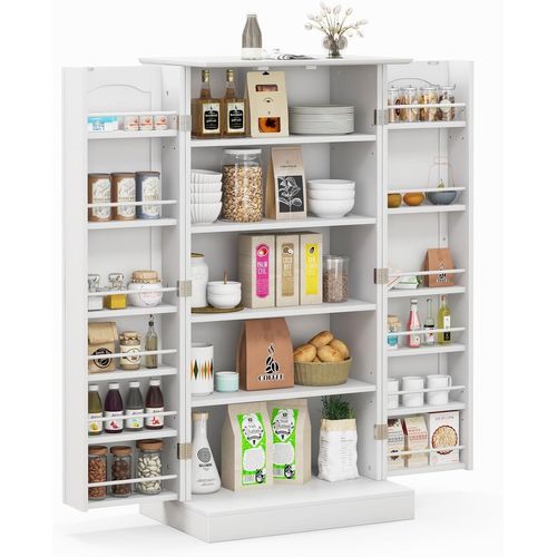 Armoire Cuisine 2 Portes Avec 16 Étagères, Meuble Cuisine Rangement , Salon, Blanc