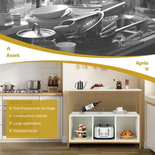 Buffet Cuisine, Meuble Bas Cuisine 3 Compartiments, 110 X 42,5 X 88 Cm (blanc)