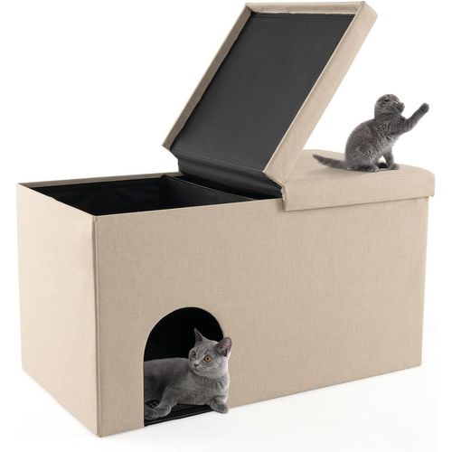 Maison De Toilette Pour Chat 2 En 1, Banc Pour Chaussures Avec Toilettes Cachées Pour Chats (beige)