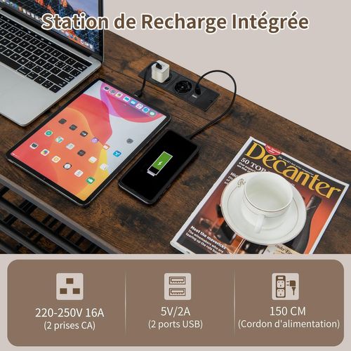 Bar à Vin Industriel, Étagère à Vin 21 Bouteilles, Étagères De Rangement à 3 Niveaux Marron Rustique