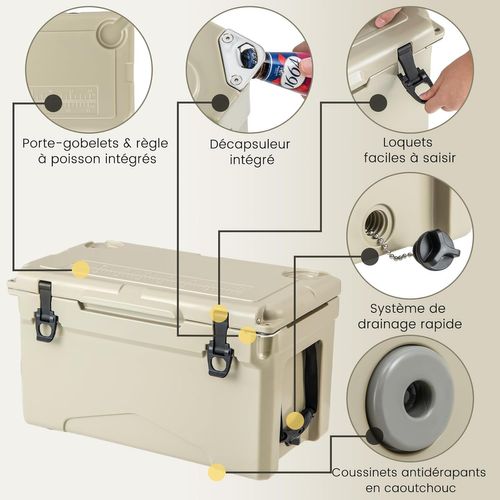 Glacière Isotherme Portable Avec Bouchon De Vidange Et Porte-gobelets, Glacière Rigide (kaki)
