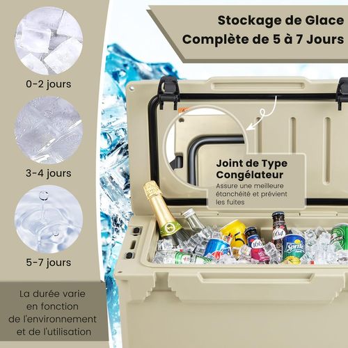 Glacière Isotherme Portable Avec Bouchon De Vidange Et Porte-gobelets, Glacière Rigide (kaki)