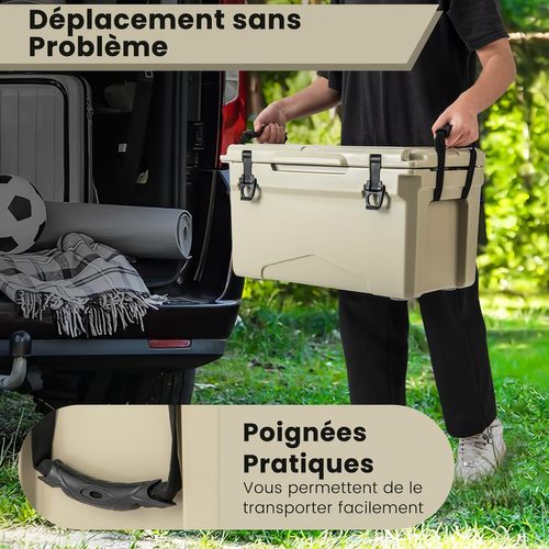 Glacière Isotherme Portable Avec Bouchon De Vidange Et Porte-gobelets, Glacière Rigide (kaki)