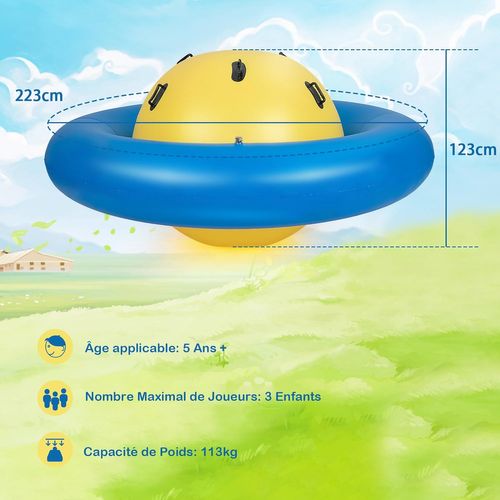 Balle Gonflable Enfants Ø233cm Avec 6 Poignées, Château Gonfable En Pvc, Charge 113kg (jaune+bleu)